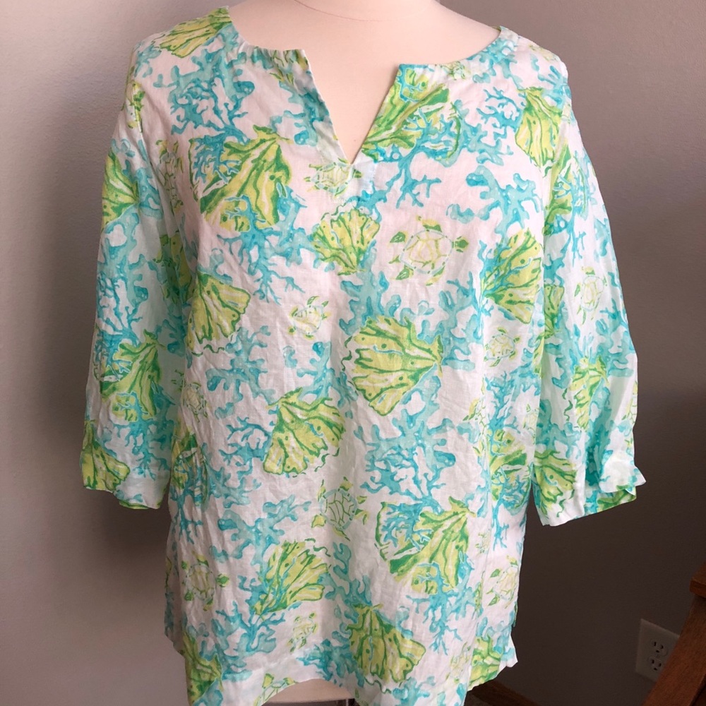 Linen top with beachy colors